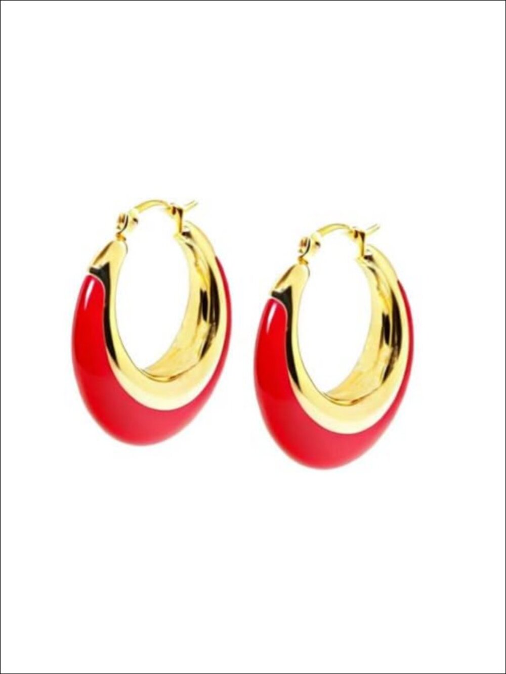 18K Gold Plated Stainless Steel Enamel Hoop Earrings Chunky Style